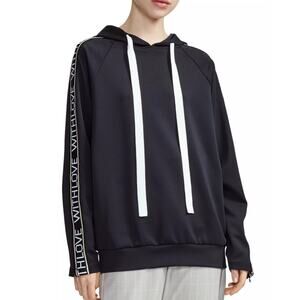 Maje Terrasse With Love Hoodie Sweatshirt Pullover Black